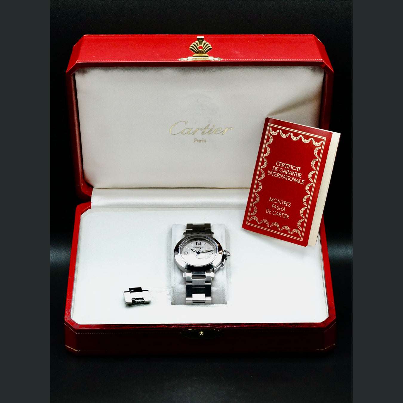 Cartier 2324 Pasha Stainless Steel Date White Dial on Bracelet