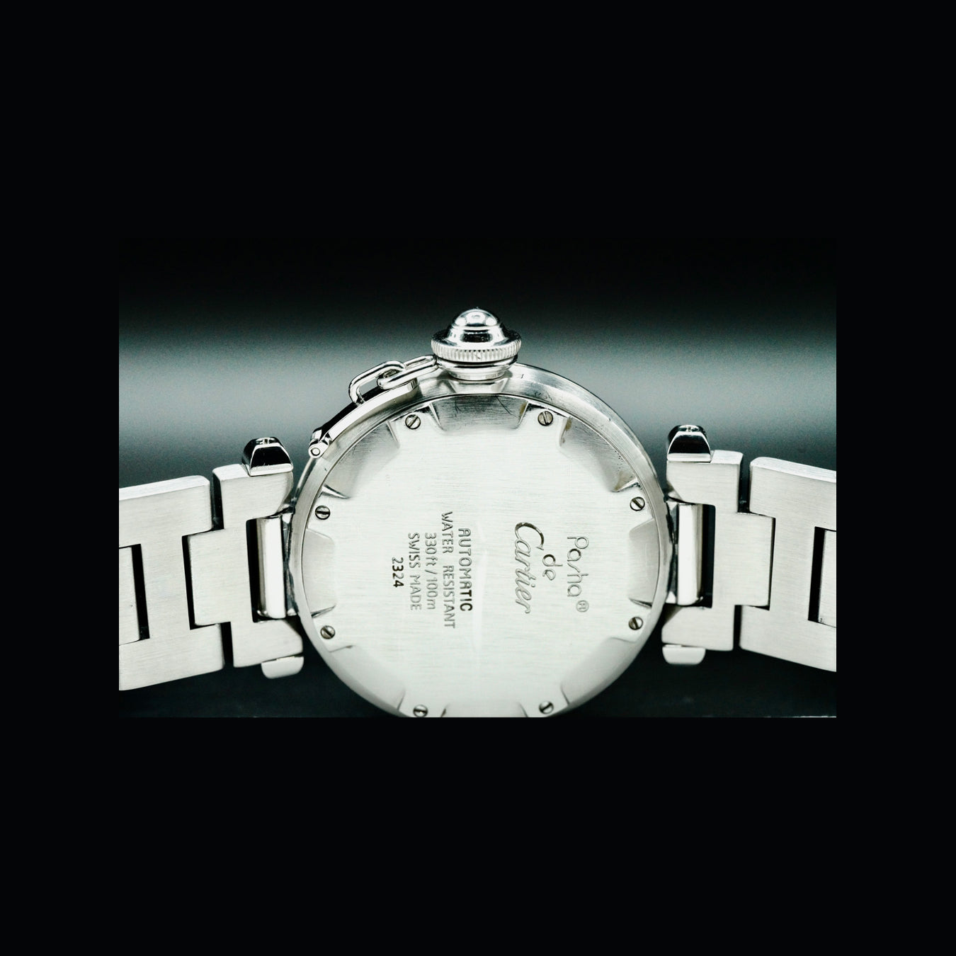 Cartier 2324 Pasha Stainless Steel Date White Dial on Bracelet
