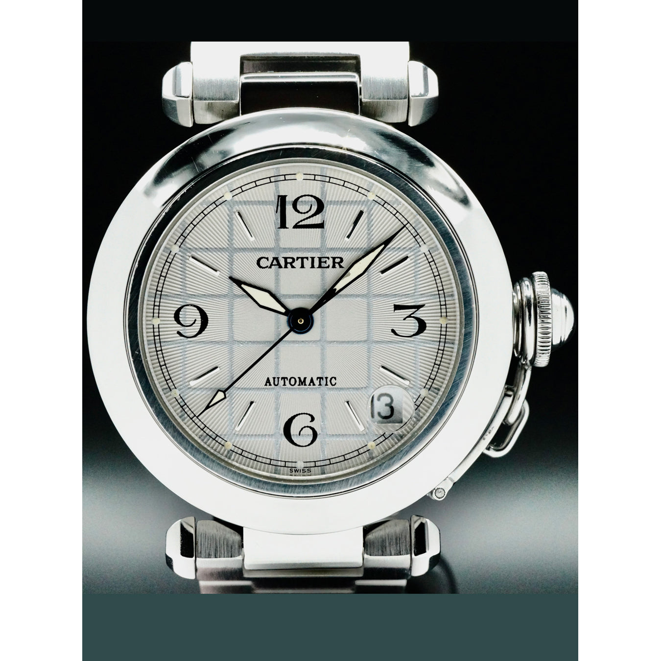Cartier 2324 Pasha Stainless Steel Date White Dial on Bracelet