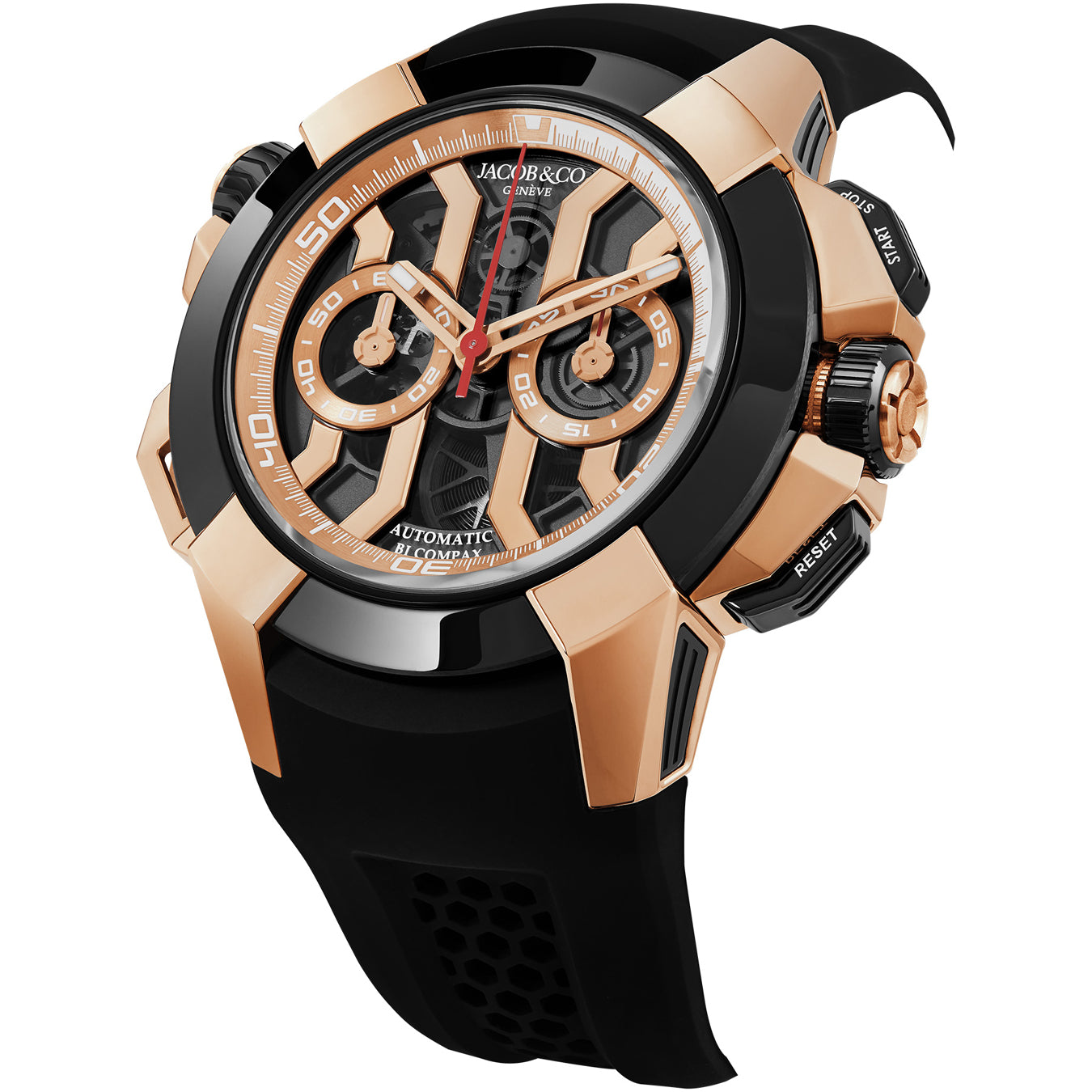 Jacob & Co. Epic X Chrono 47mm Rose Gold Black on Strap