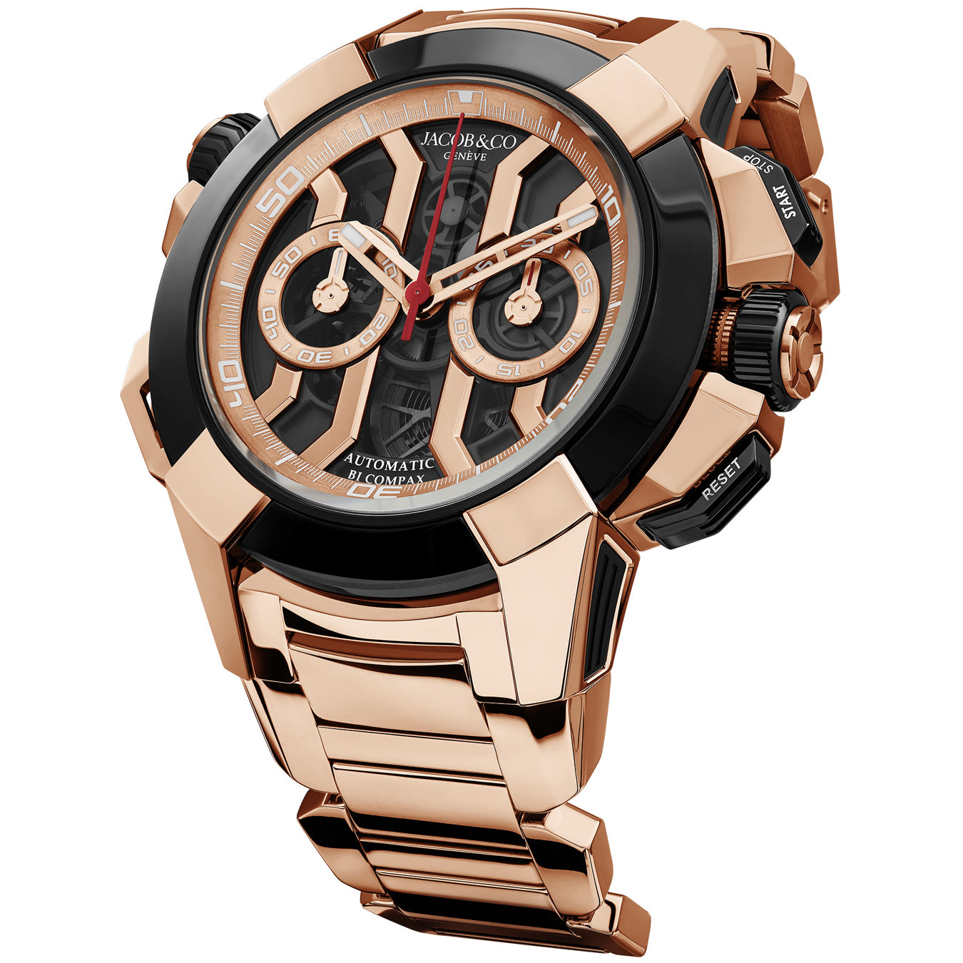 Jacob & Co. Epic X Chrono 47mm Rose Gold Black on Bracelet