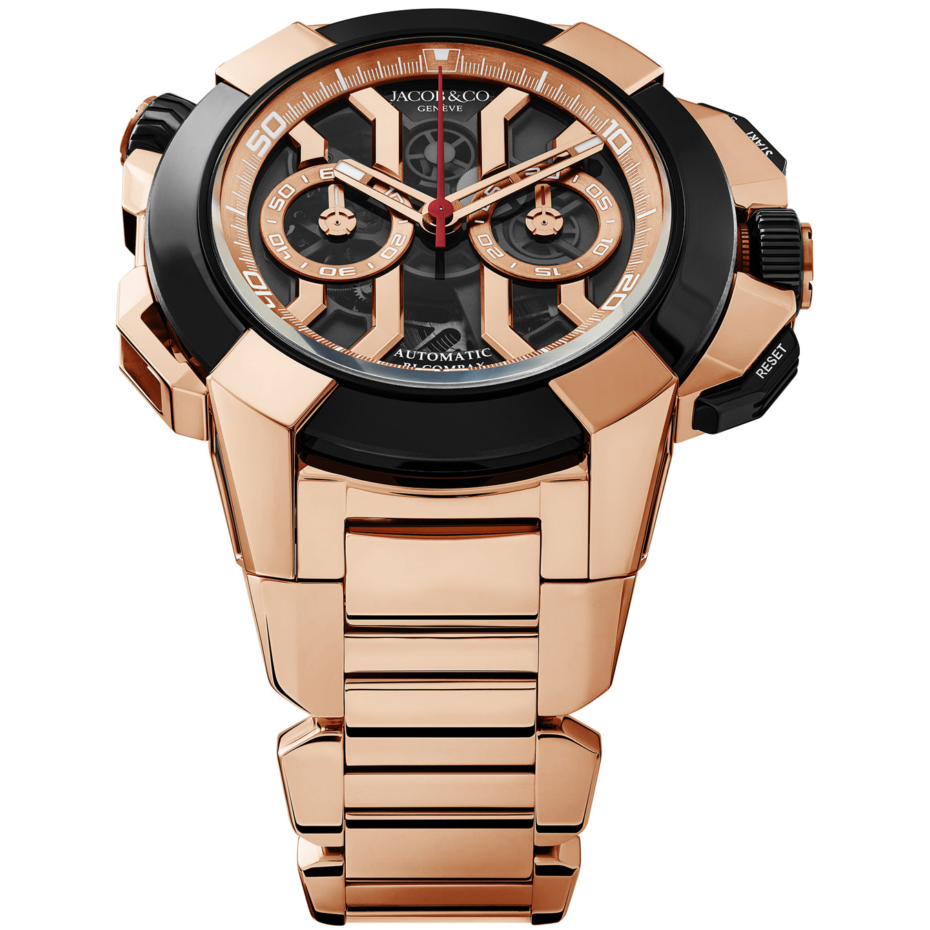 Jacob & Co. Epic X Chrono 47mm Rose Gold Black on Bracelet