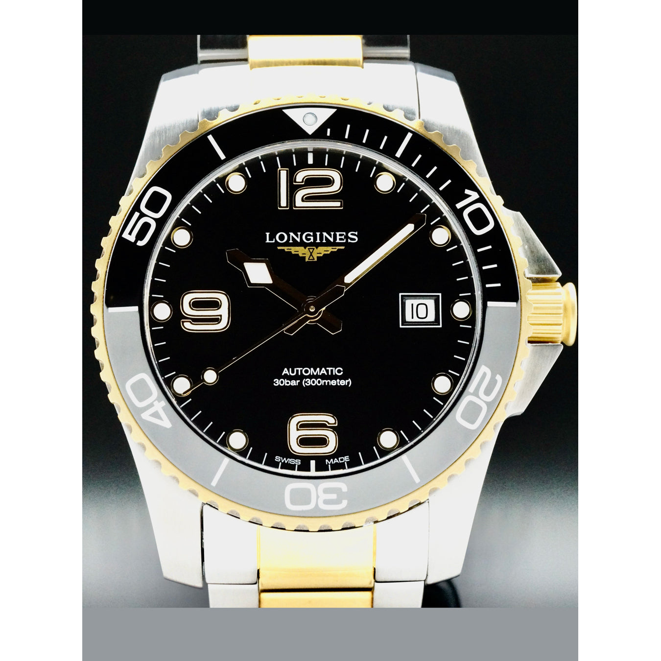 Longines Hydroconquest Black Dial Steel PVD Automatic L3.742.3.56.7