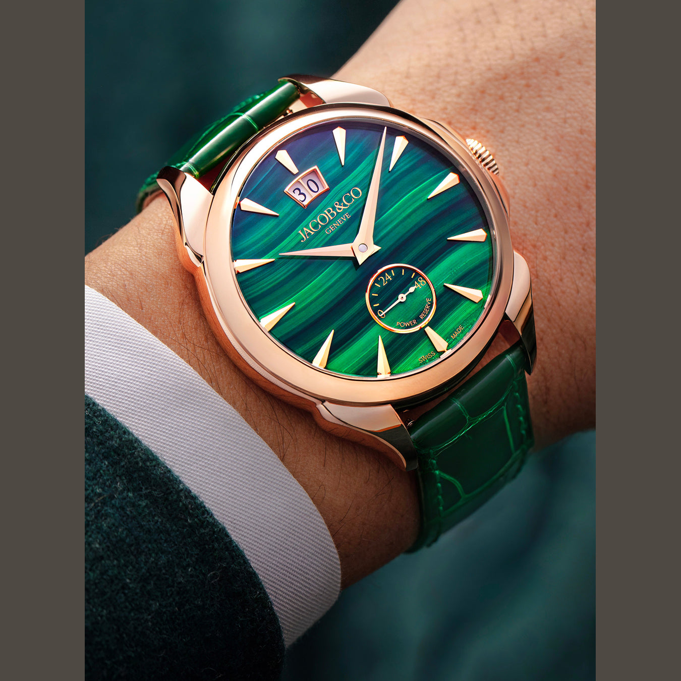 Jacob & Co. Palatial Classic Rose Gold Malachite on Strap
