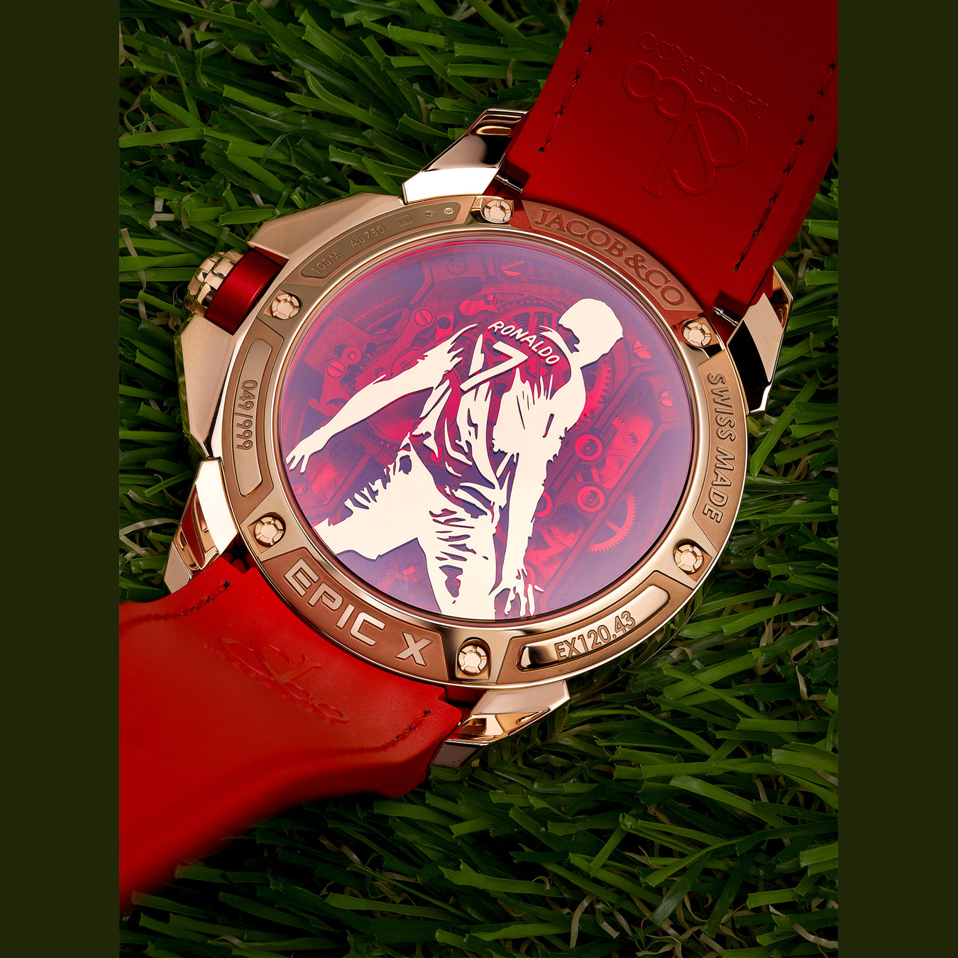 Jacob & Co. Epic X CR7 Flight of CR7 Rose Gold Red on Strap