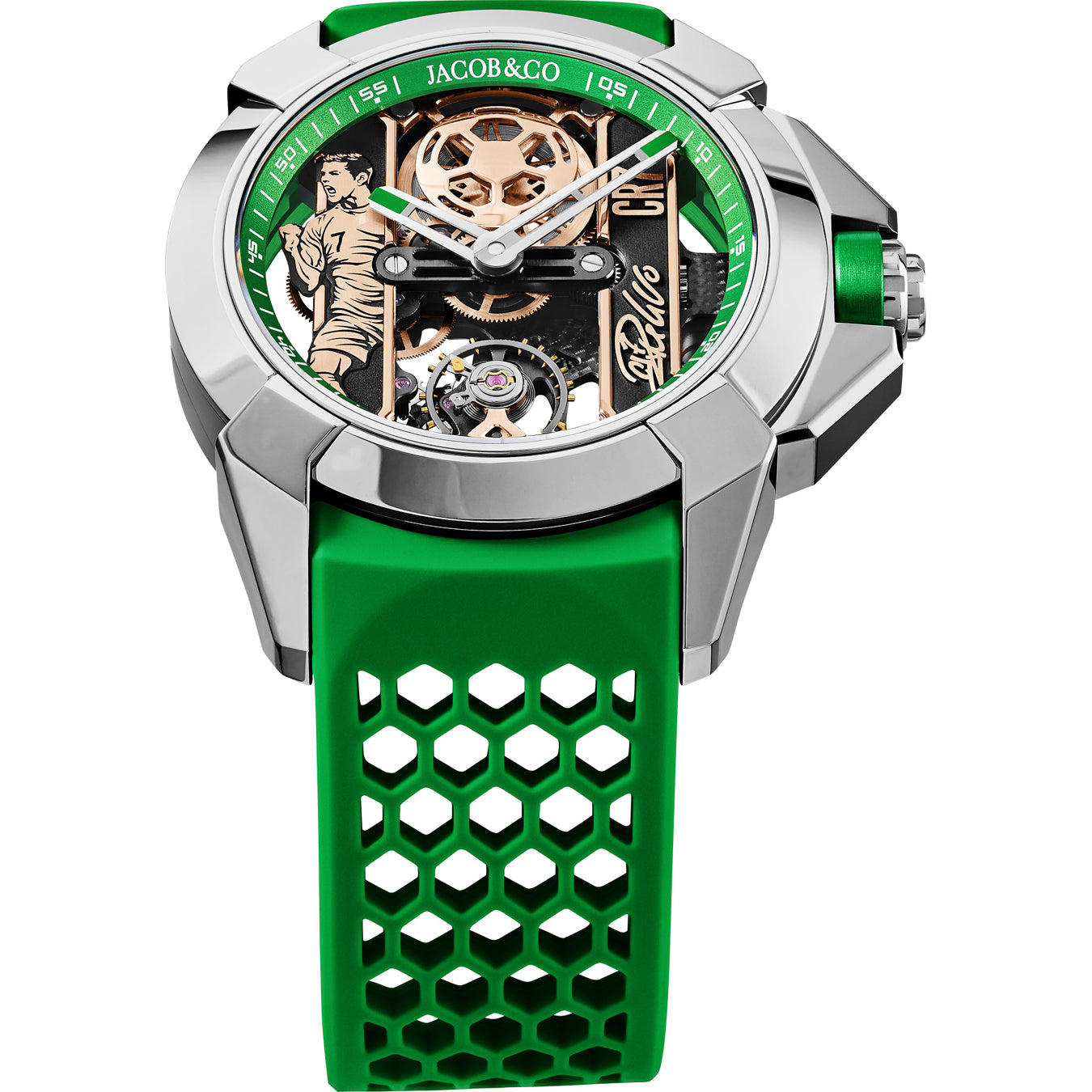 Jacob & Co. Epic X CR7 Heart of CR7 Stainless Steel Green on Strap