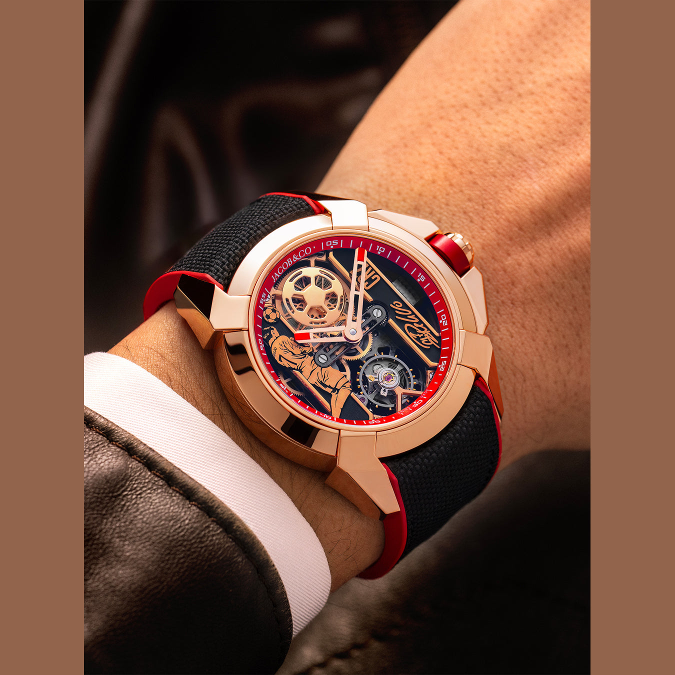 Jacob & Co. Epic X CR7 Flight of CR7 Rose Gold Red on Strap