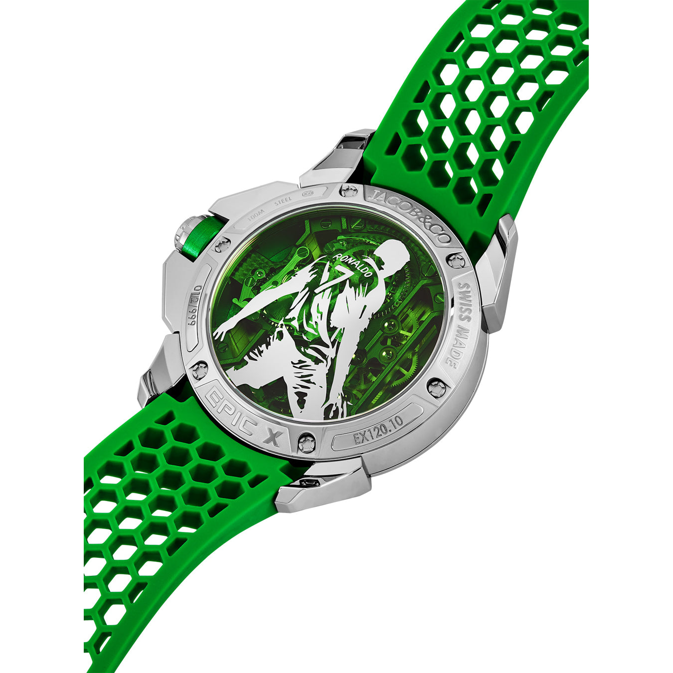 Jacob & Co. Epic X CR7 Heart of CR7 Stainless Steel Green on Strap