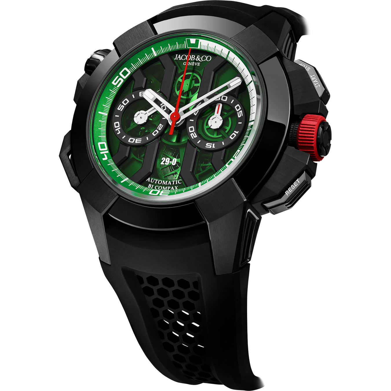 Jacob & Co. Epic X Chrono Khabib in Black Titanium Green on Strap