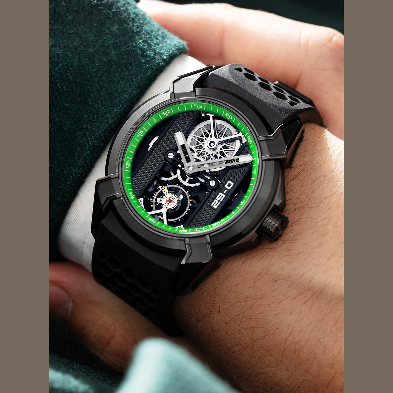Jacob & Co. Epic X Skeleton Khabib Titanium Green on Strap