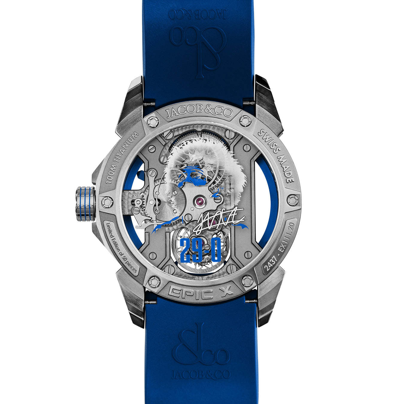 Jacob & Co. Epic X Tourbillon Khabib Titanium Blue on Strap