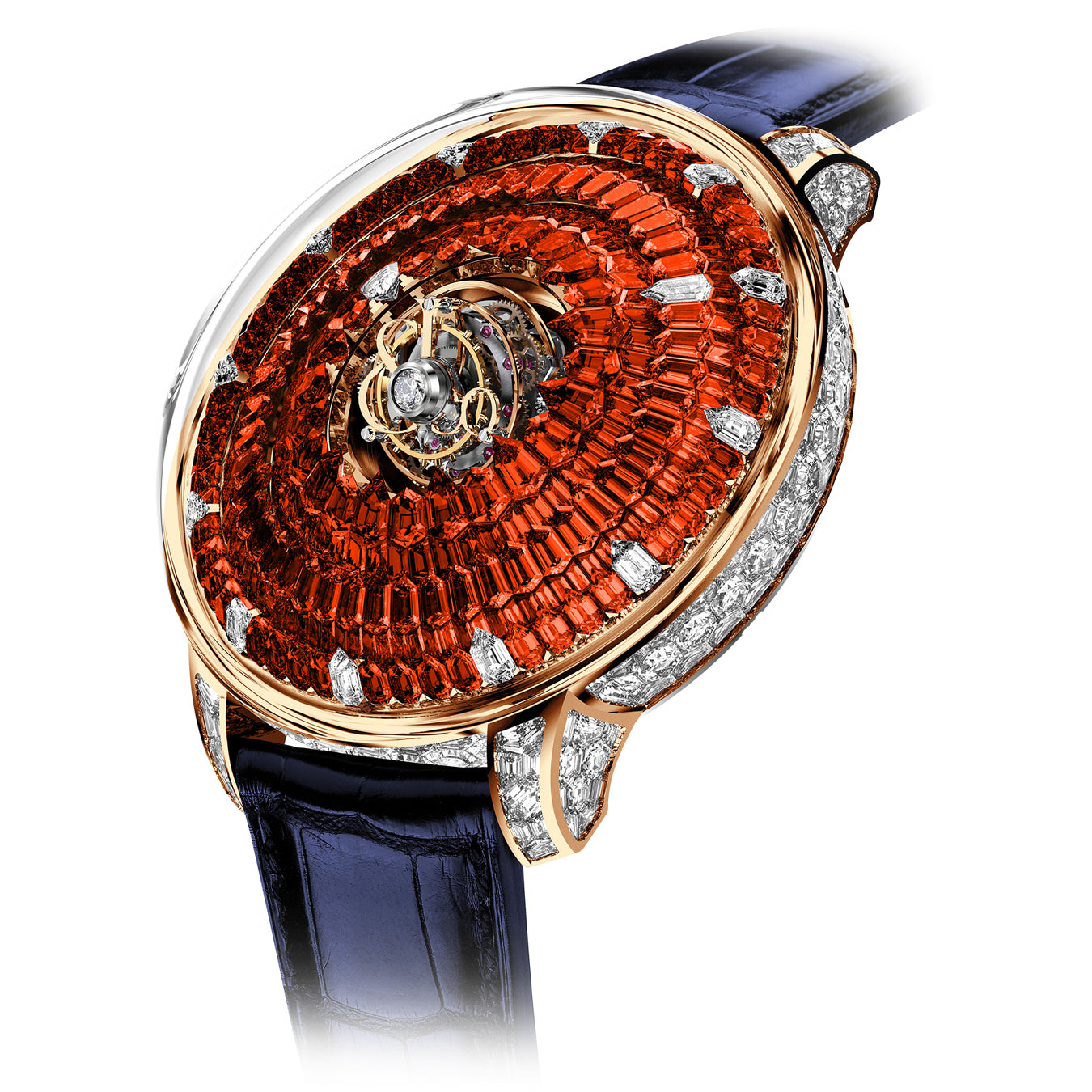 Jacob & Co. The Mystery Tourbillon Rose Gold Full Orange Sapphires on Strap