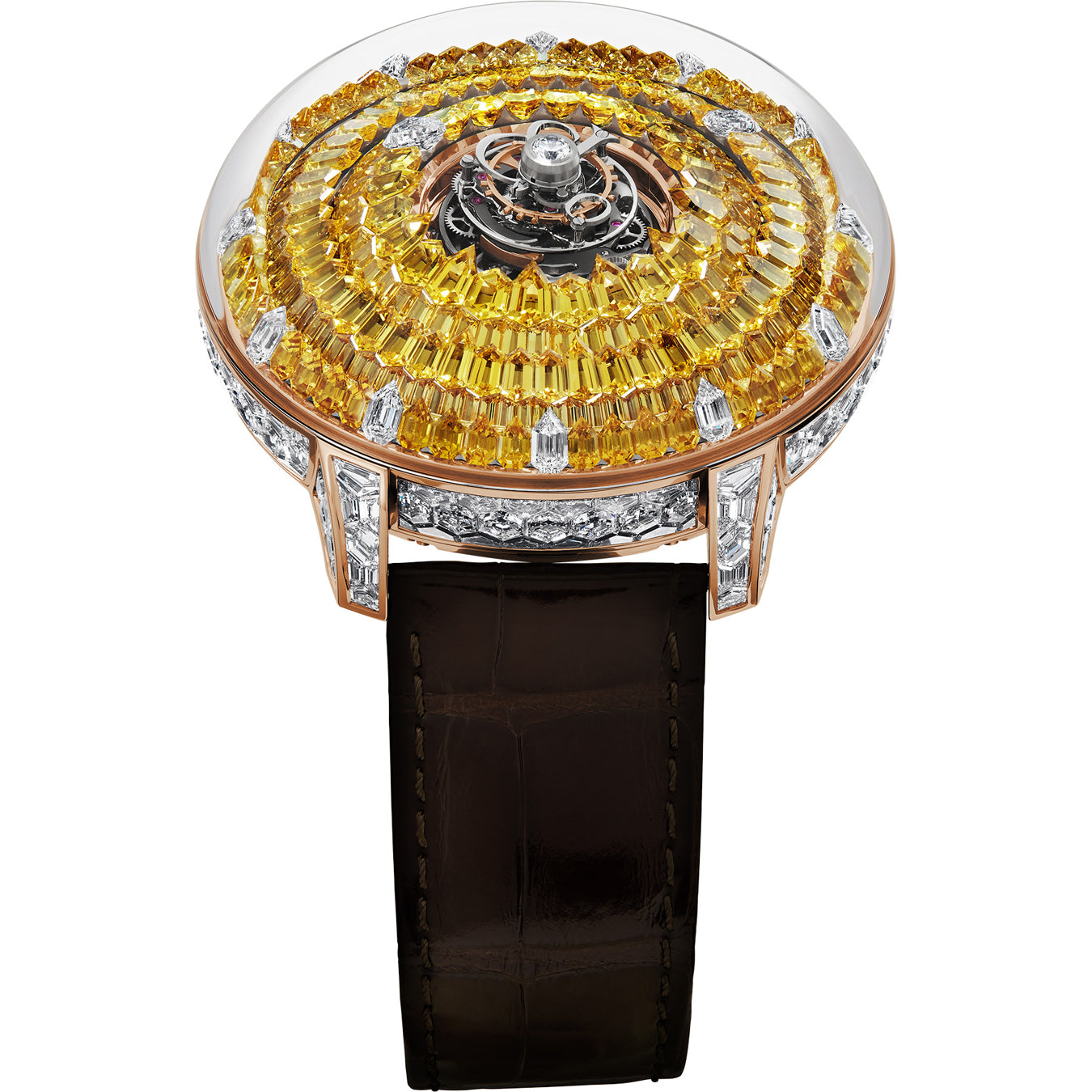 Jacob & Co. The Mystery Tourbillon Yellow Sapphires Rose Gold on Strap