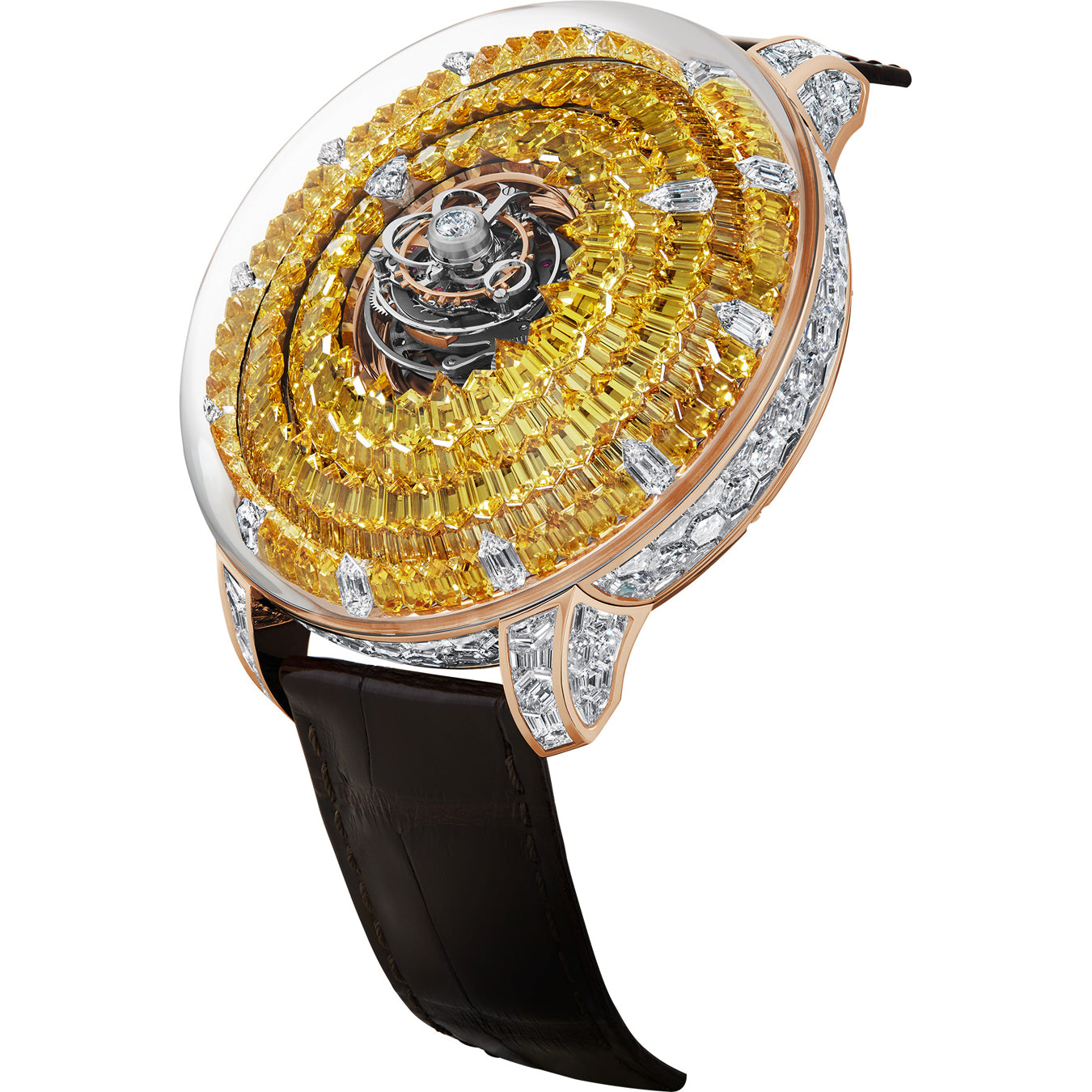 Jacob & Co. The Mystery Tourbillon Yellow Sapphires Rose Gold on Strap