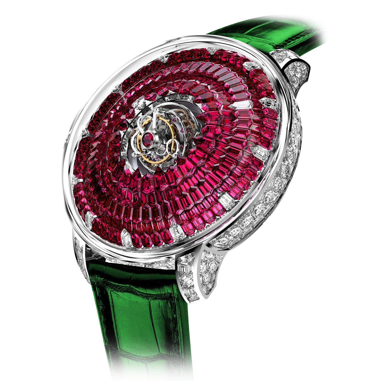 Jacob & Co. The Mystery Tourbillon Full Rubies White Gold on Strap
