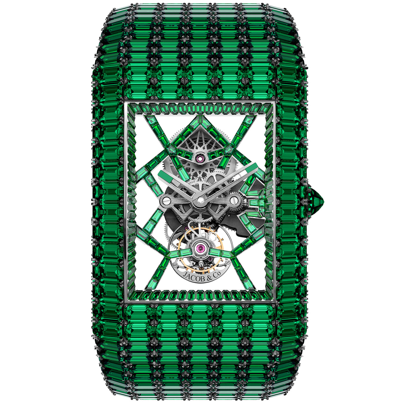 Jacob & Co. Billionaire III Emeralds White Gold on Bracelet