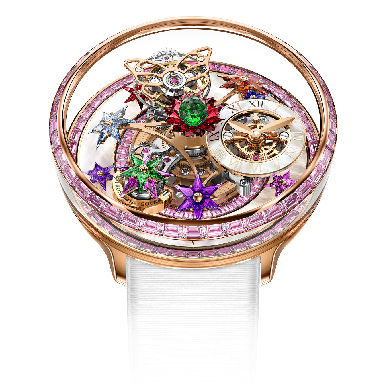 Jacob & Co. Fleurs De Jardin Rose Gold and Pink Sapphires on Strap