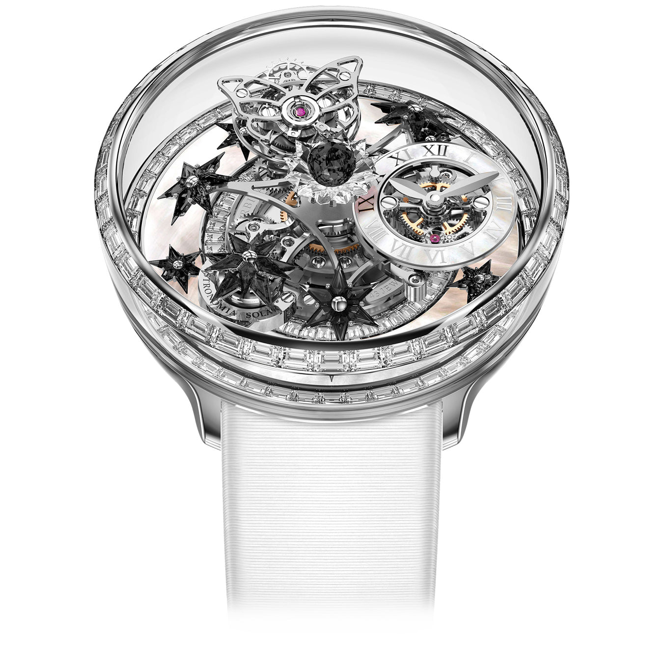 Jacob & Co. Fleurs De Jardin White Gold Diamonds Black Sapphires on Strap