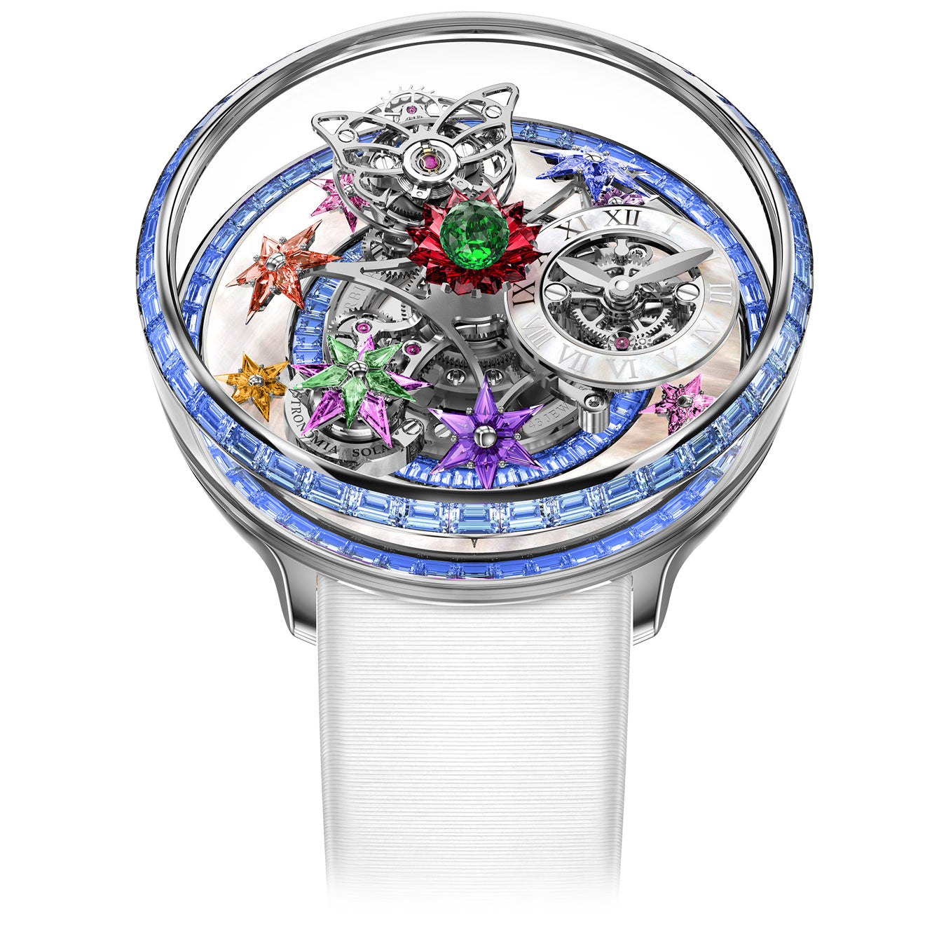 Jacob & Co. Fleurs De Jardin White Gold Icy Blue Sapphires on Strap