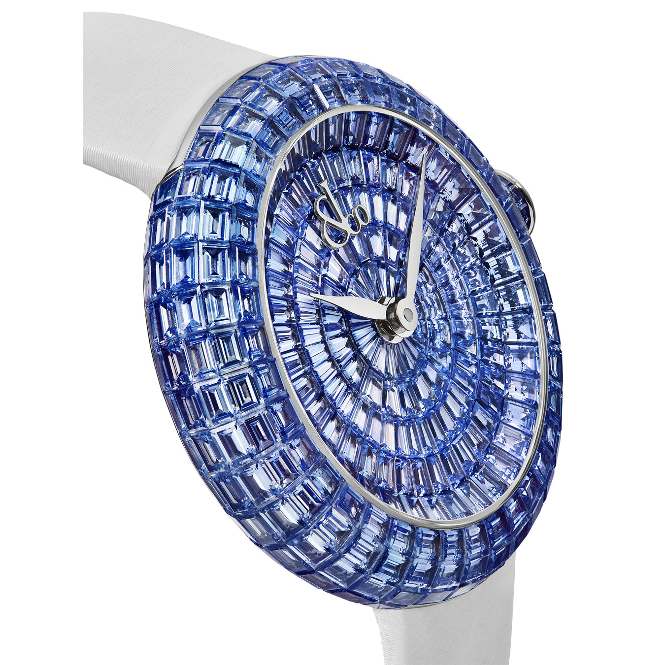 Jacob & Co. Brilliant Baguette Icy Blue Sapphires White Gold on Strap