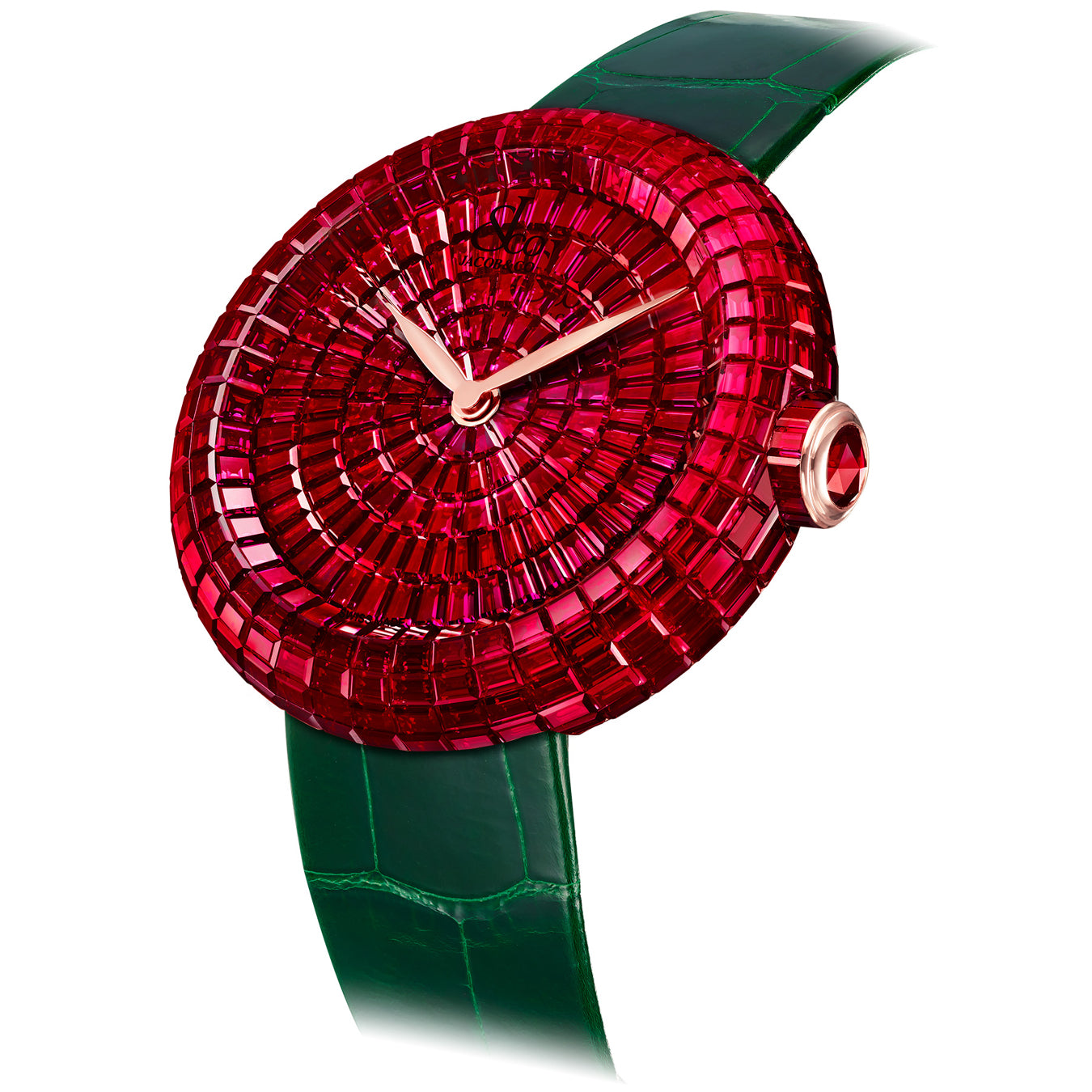 Jacob & Co. Brilliant Baguette Rubies White Gold on Strap