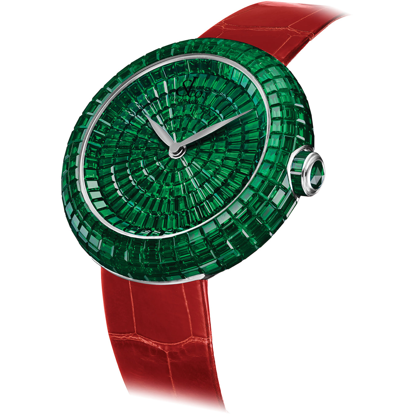 Jacob & Co. Brilliant Baguette Emeralds White Gold on Strap