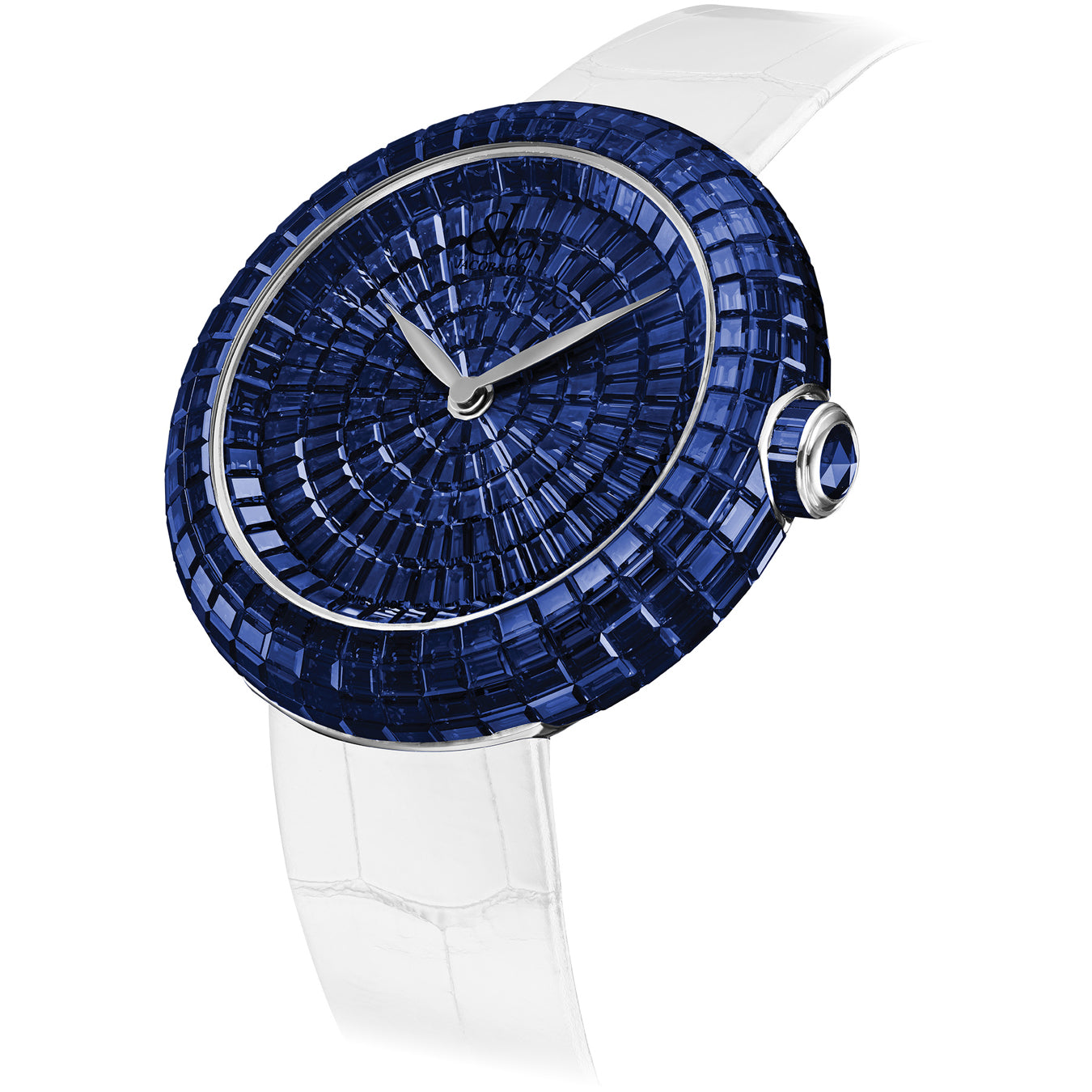 Jacob & Co. Brilliant Baguette Blue Sapphires White Gold on Strap