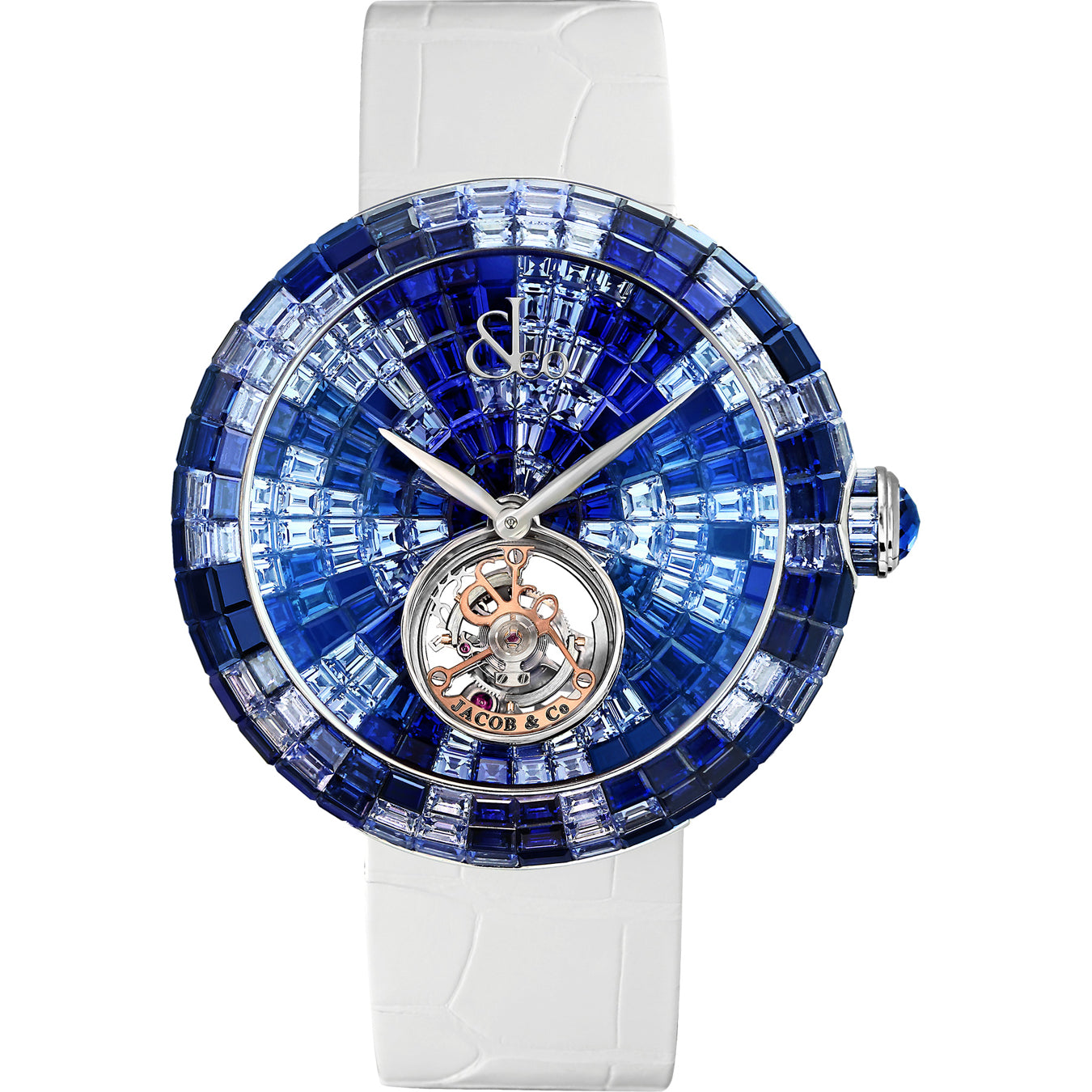 Jacob & Co. Brilliant Flying Tourbillon Blue Shades White Gold on Strap