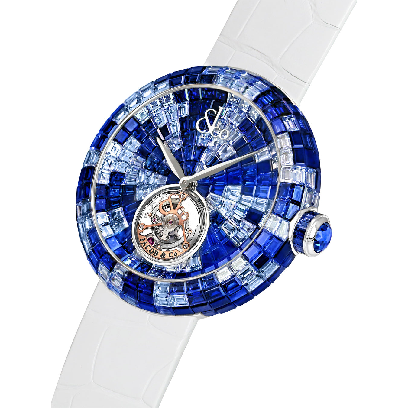 Jacob & Co. Brilliant Flying Tourbillon Blue Shades White Gold on Strap
