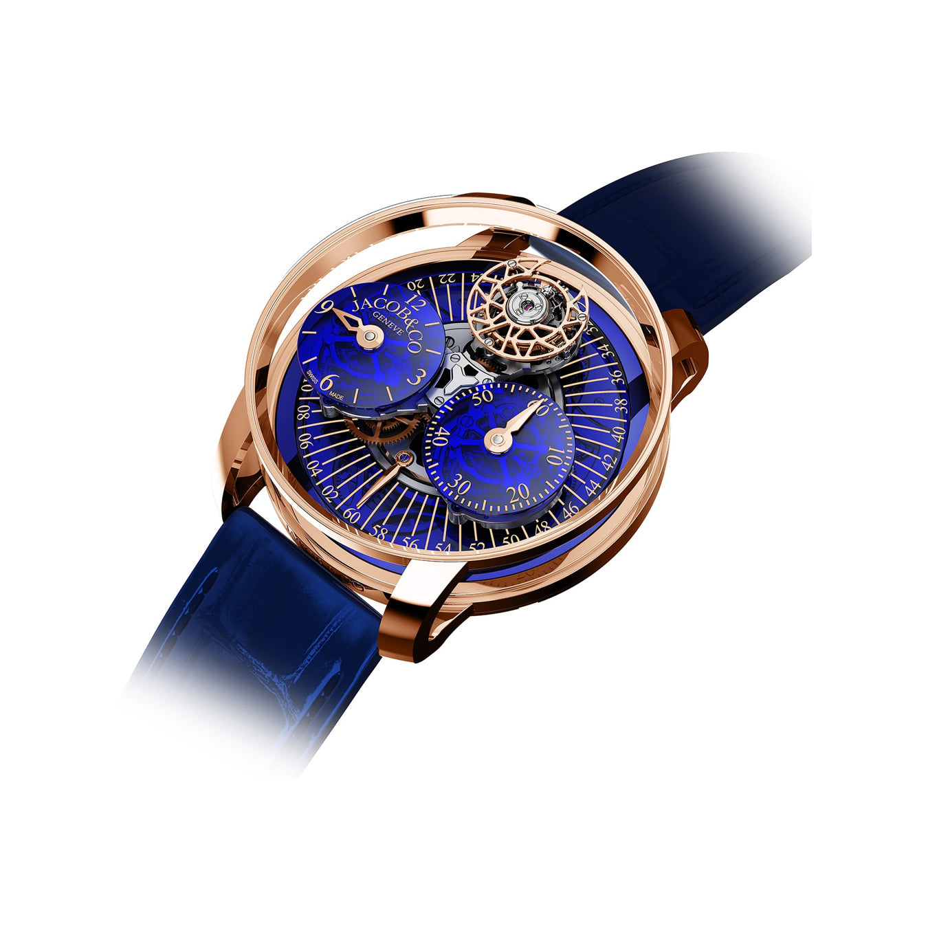 Jacob & Co. Astronomia Regulator Rose Gold Blue on Strap