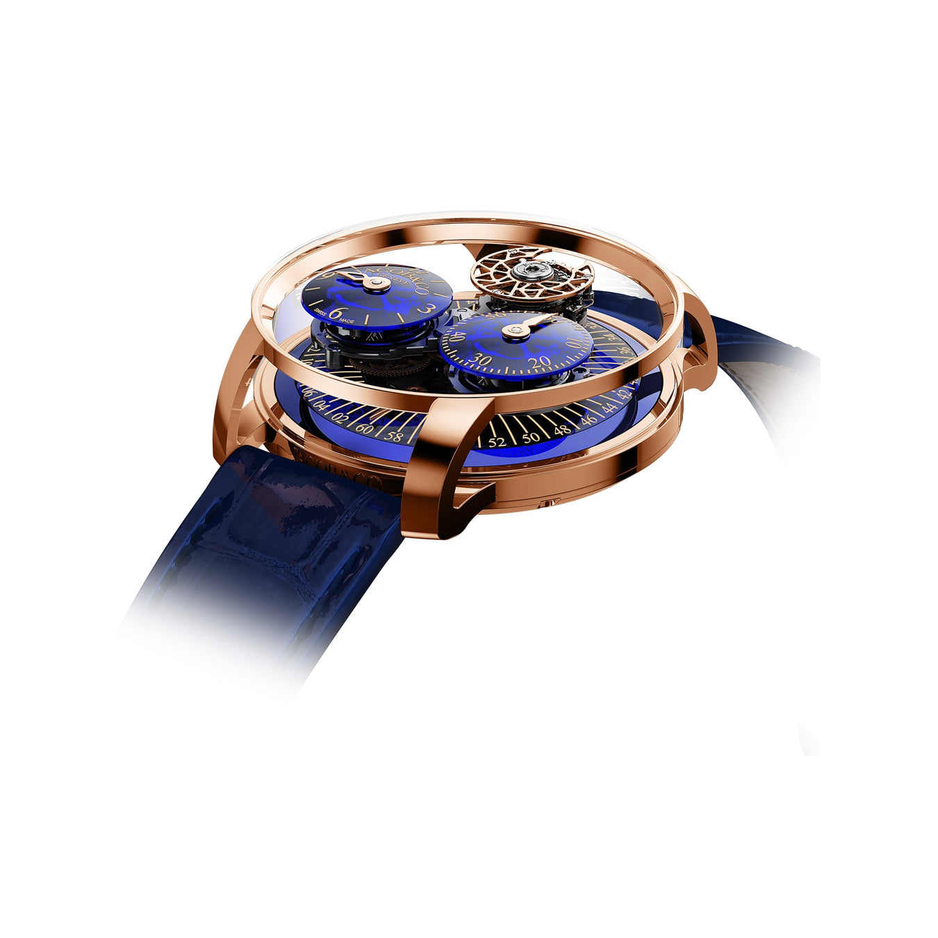Jacob & Co. Astronomia Regulator Rose Gold Blue on Strap