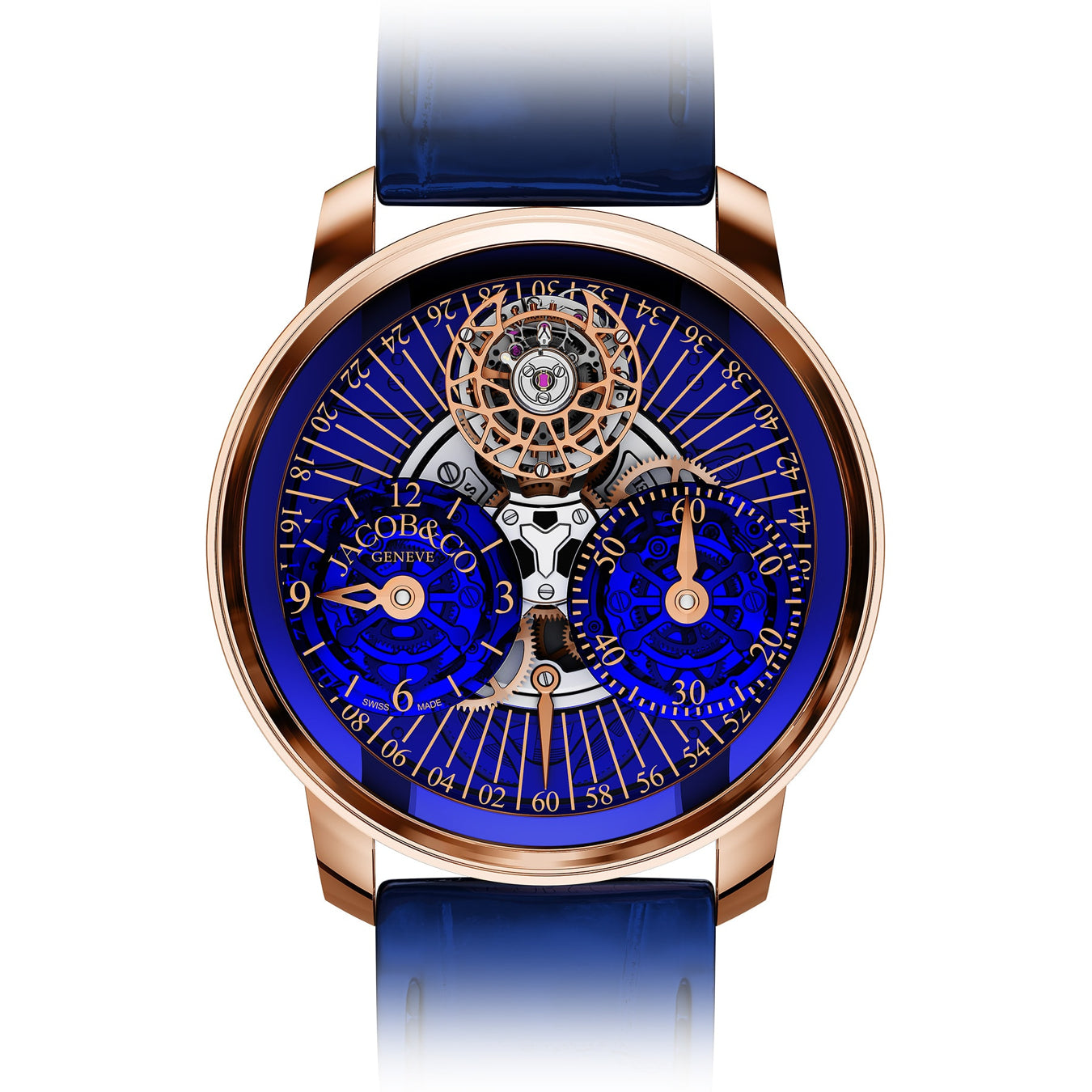 Jacob & Co. Astronomia Regulator Rose Gold Blue on Strap