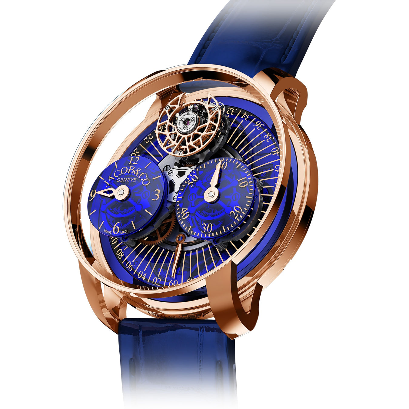 Jacob & Co. Astronomia Regulator Rose Gold Blue on Strap