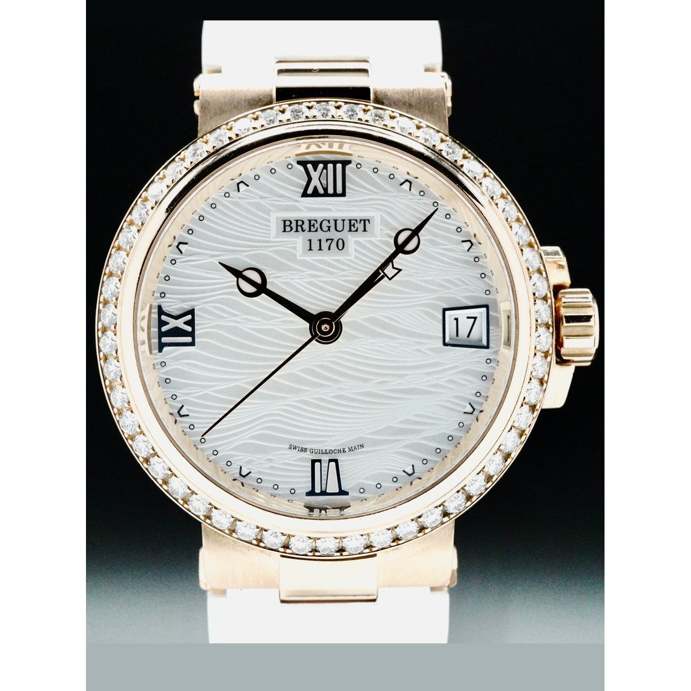 Breguet 9518BR/52/584/D000 Ladies Marine Rose Gold Wave Pattern Dial