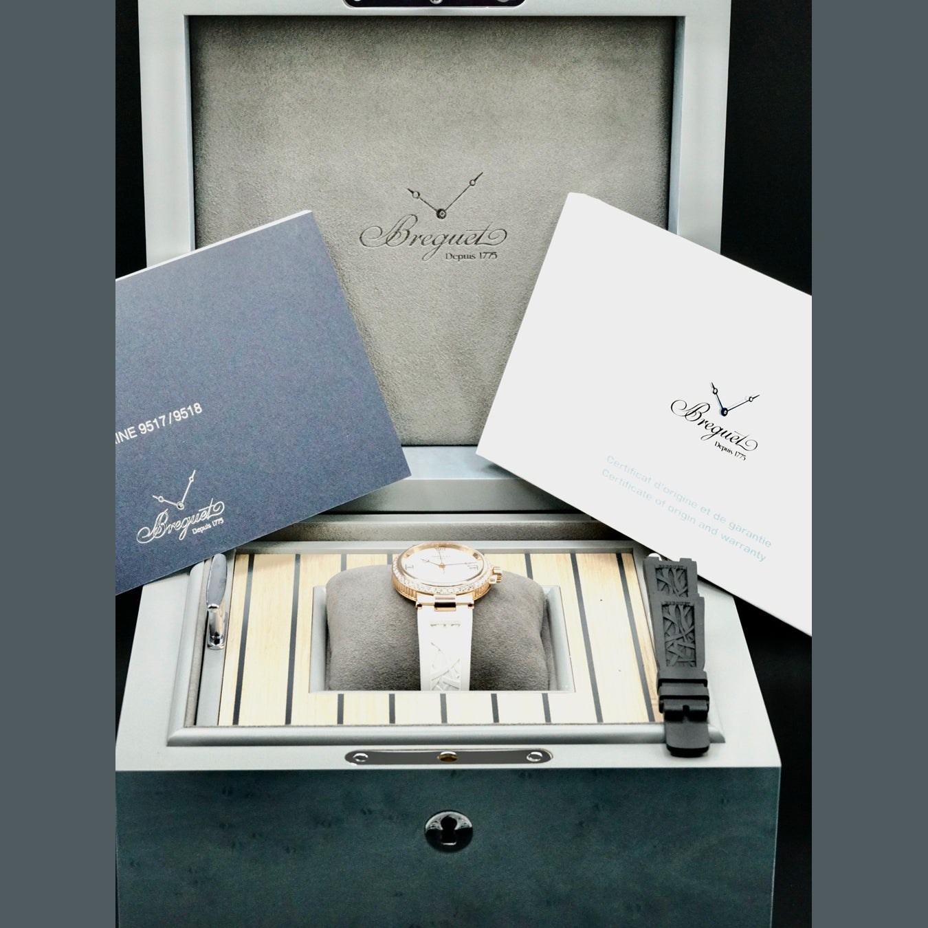 Breguet 9518BR/52/584/D000 Ladies Marine Rose Gold Wave Pattern Dial