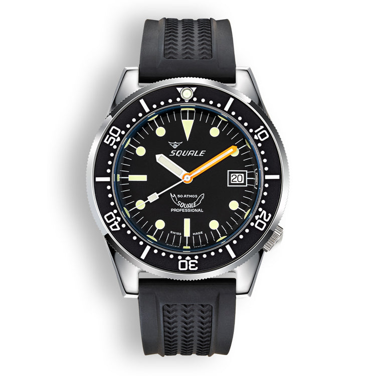 Squale 1521 Classic Steel Black on Strap 1521CL.VO