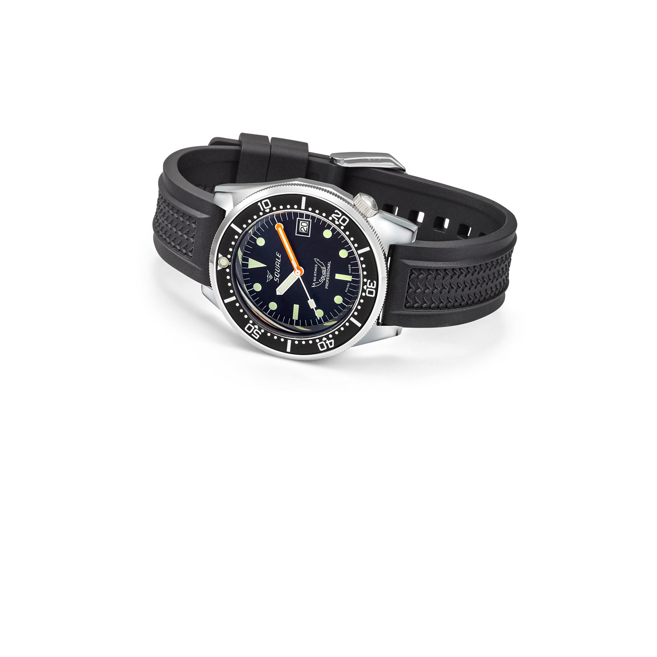 Squale 1521 Classic Steel Black on Strap 1521CL.VO