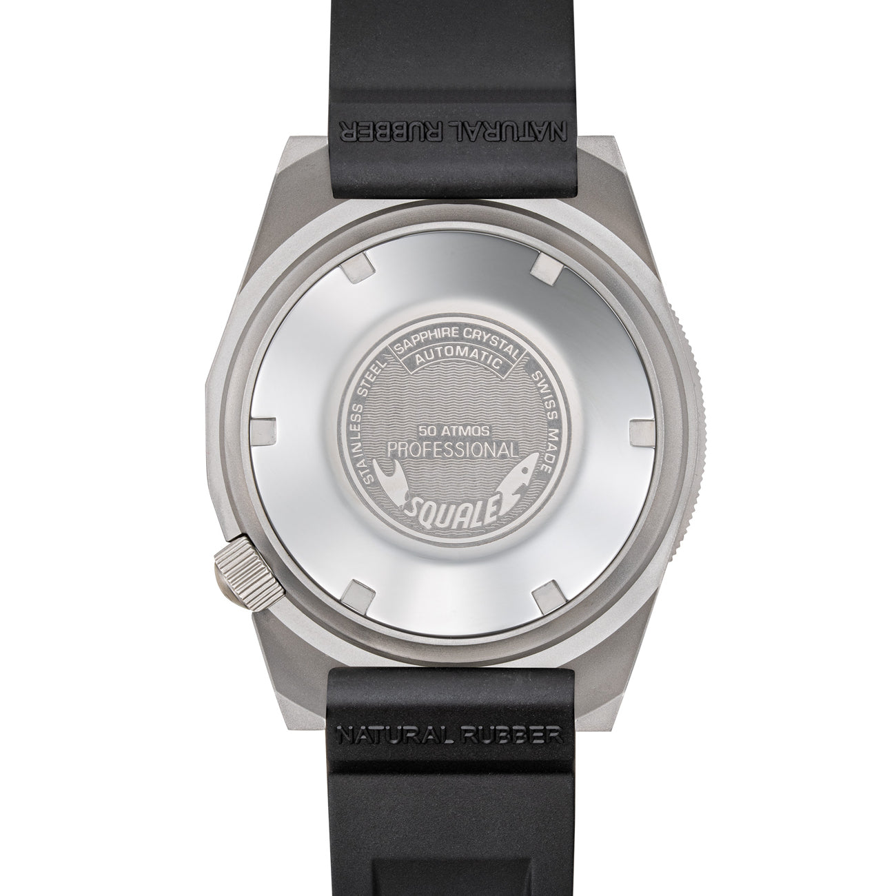 Squale 1521 Black Blasted Steel black on Strap 1521BKBL.VO