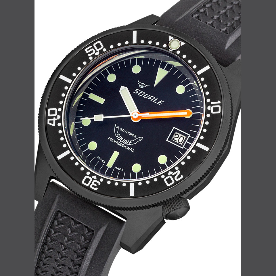 Squale 1521 Pvd Steel Black on Strap 1521PVD.VO