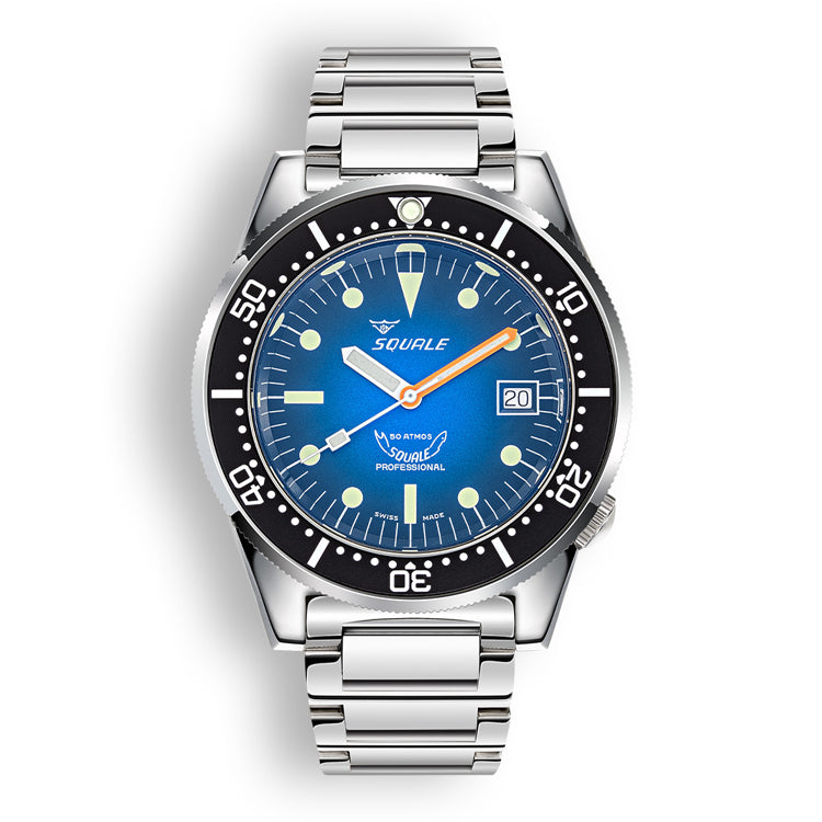 Squale 1521 Blue Ray Steel Blue on Bracelet 1521PROFD.SQ20L