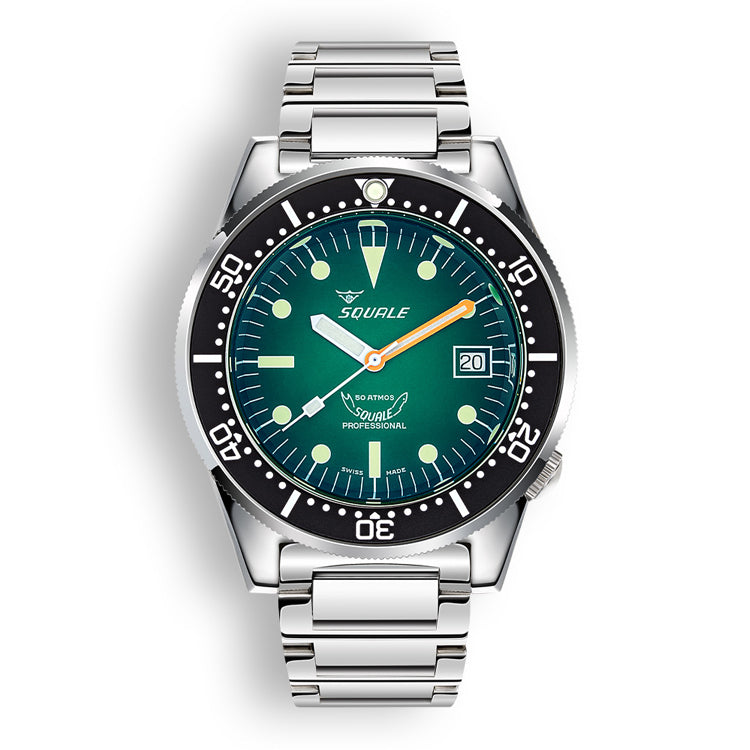 Squale 1521 Green Ray Steel Green on Bracelet 1521PROFGR.SQ20L