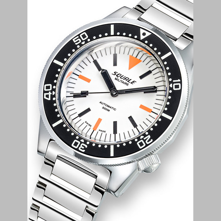 Squale 1521 Full Luminous Militaire Steel White on Bracelet 1521FUMIWT.SQ20L