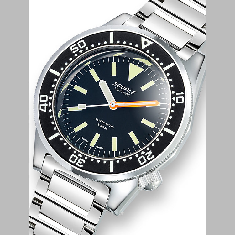 Squale 1521 Militaire Steel Black on Bracelet 1521MIL.SQ20L