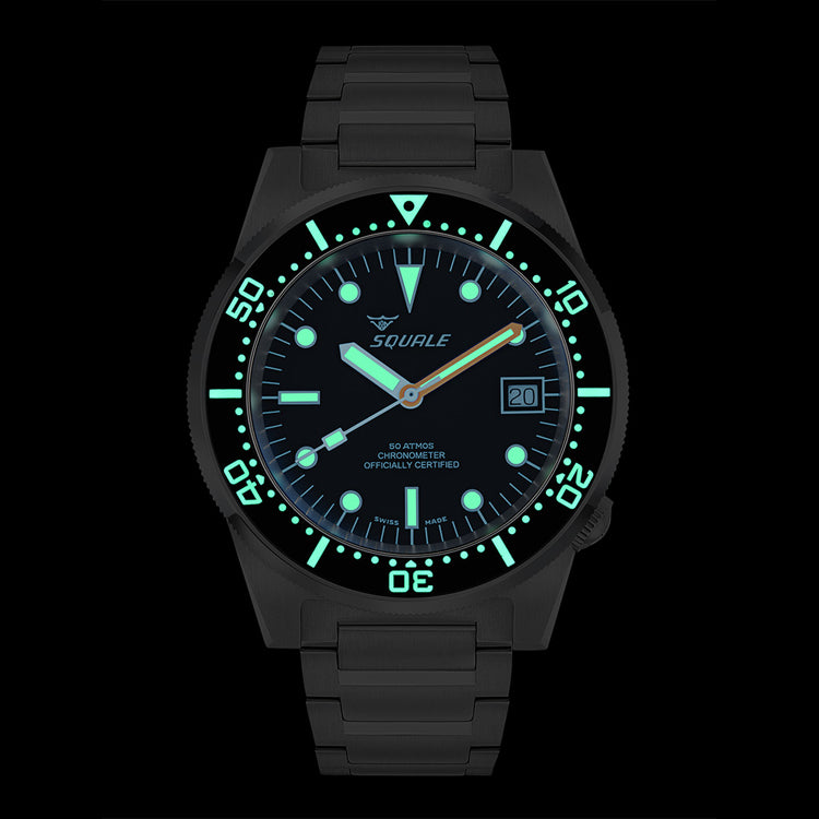 Squale 1521 Classic COSC Steel Black on Bracelet 1521COSCL.SQ20B