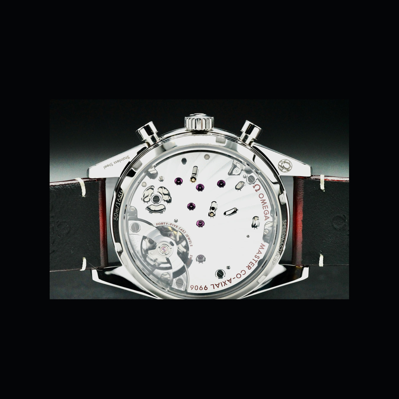 Omega Speedmaster 57 Coaxial Chronometer Chronograph Red Dial 40.5mm on Strap 332.12.41.51.11.001