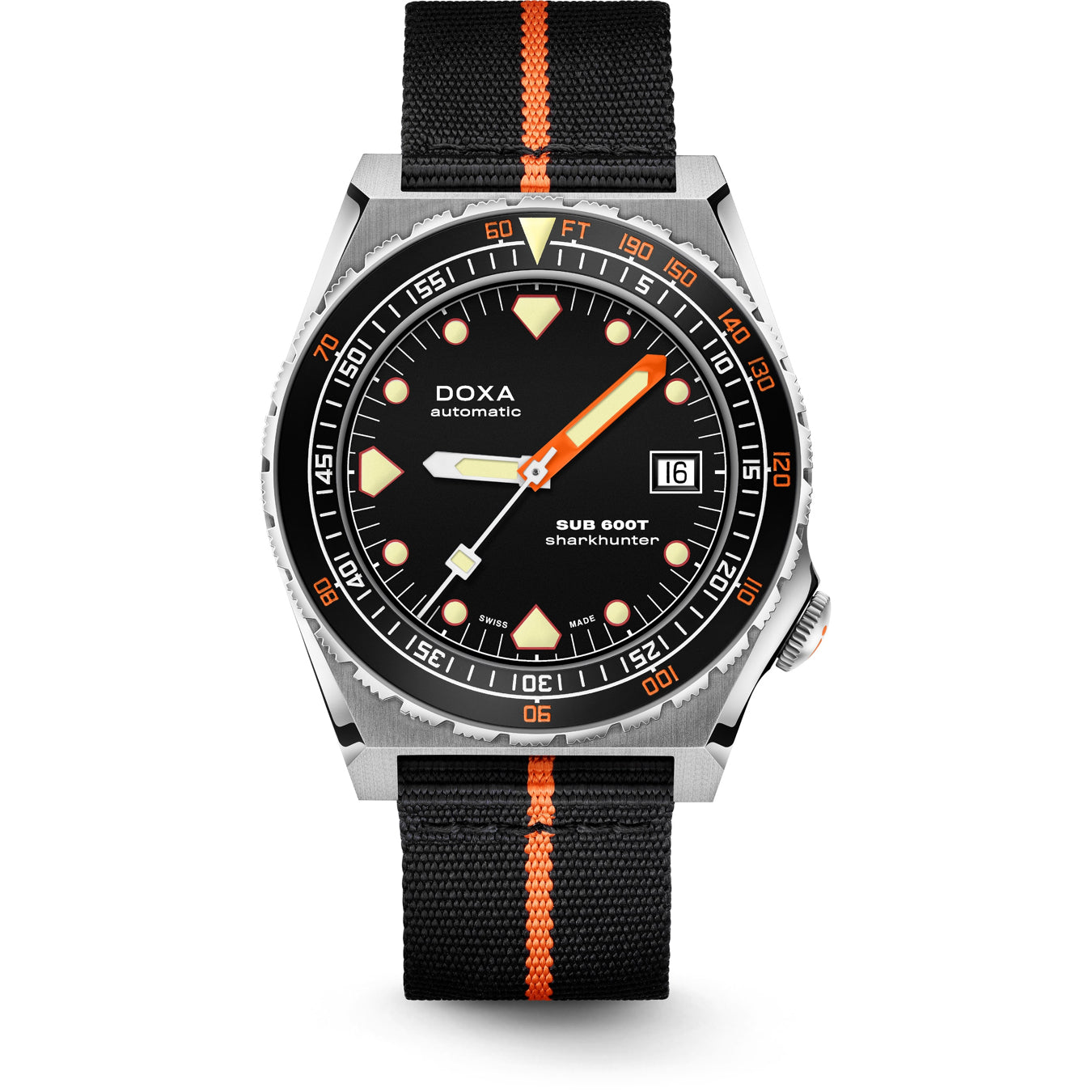DOXA Sub 600T Sharkhunter 861.10.101.34-N on Black/Orange NATO Strap