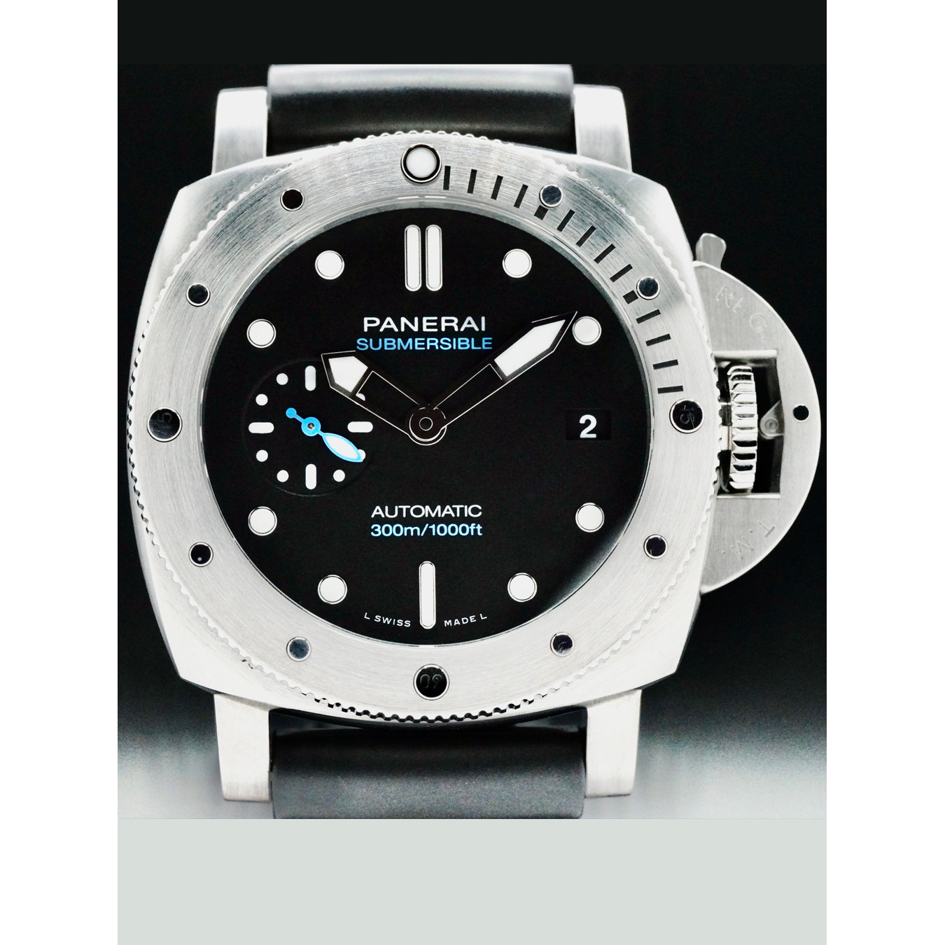 Panerai PAM00973 Luminor Submersible 42mm Black Dial Rubber Strap