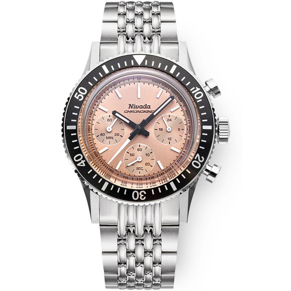 Nivada Grenchen 87043Q04 Chronoking Salmon Dial on Bracelet