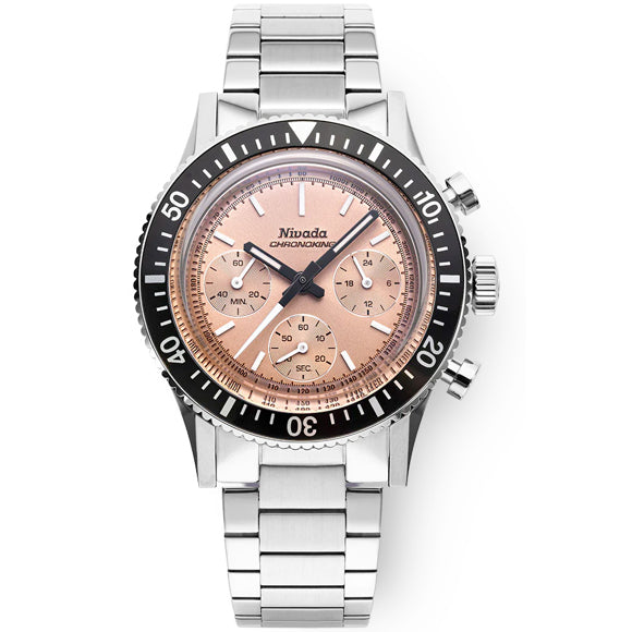 Nivada Grenchen 87043Q20 Chronoking Salmon Dial on Bracelet