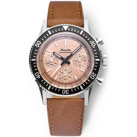 Nivada Grenchen 87043Q16 Chronoking Salmon Dial on Strap